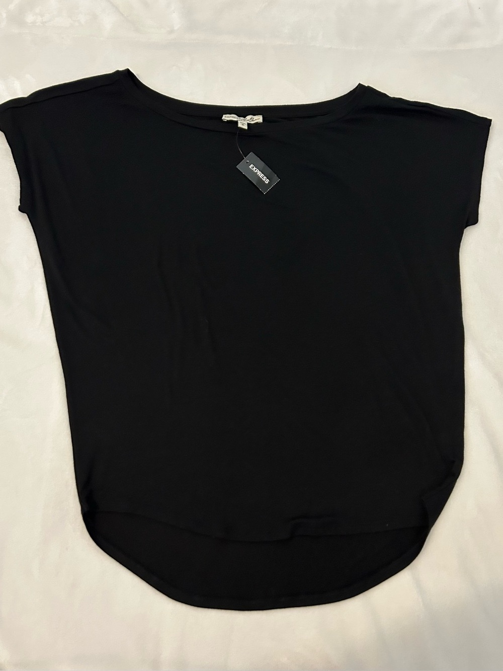 Express Black Boatneck Short Sleeve Top
